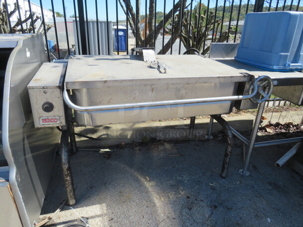 One Groen 40 Gallon Tilt Braising Pan. Model# FPC-4.  57X38X42 - Image 1 of 2