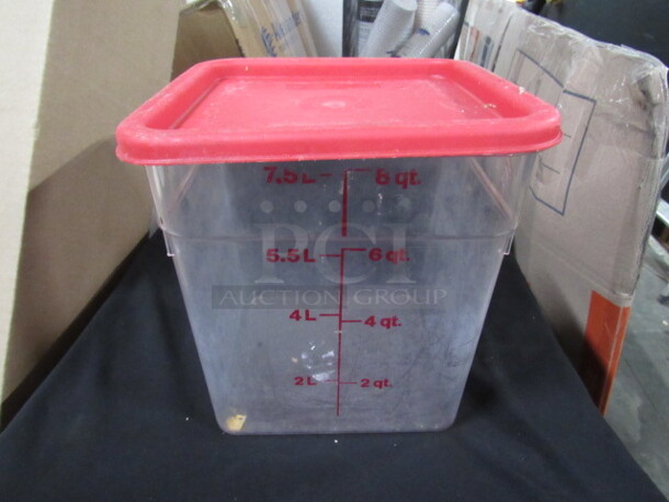 One 8 Quart Food Storage Container With Lid.