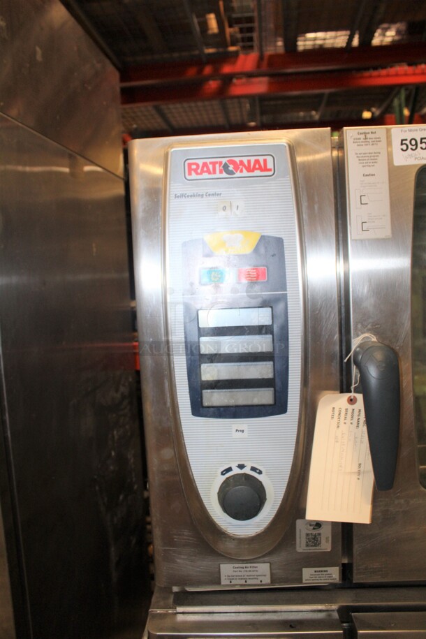 FANTASTIC! 2 Rational Model SCC-01 Commercial Stainless Steel Double Stack Combi Oven Self Cooking Center. Top Is Half Size, Bottom Is Full Size. 42x38x70. 208-240V 3 Phase. 2X Your Bid! Working When Pulled!  - Image 5 of 7