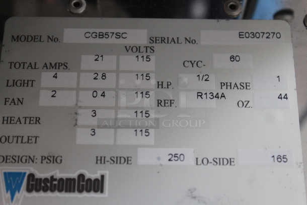 CustomCool CGB57SC Metal Commercial Floor Style Deli Display Case Merchandiser. 115 Volts, 1 Phase. Tested and Powers On But Does Not Get Cold - Image 5 of 5