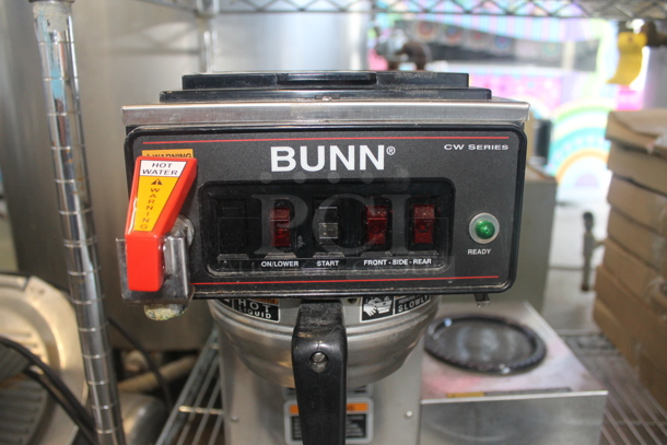 2012 Bunn CWTF15 Stainless Steel Commercial Countertop 3 Burner Coffee Machine w/ Hot Water Dispenser and Metal Brew Basket. 120 Volts, 1 Phase. - Image 4 of 7