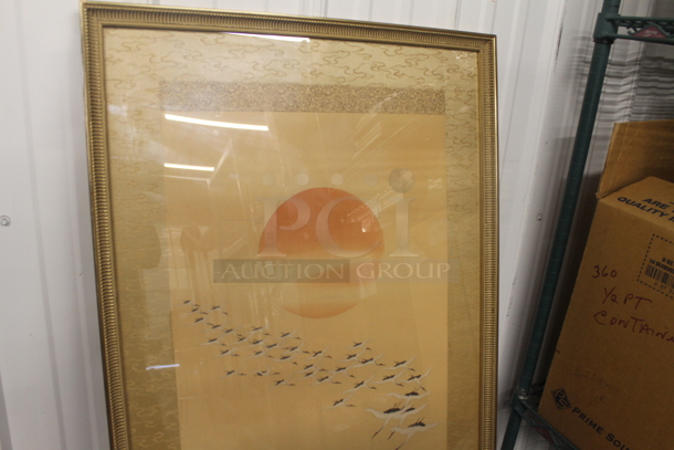 Framed Picture of Birds and Sun Over The Ocean. - Image 2 of 7