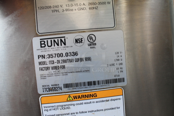 2010 Bunn ITCB-DV Stainless Steel Commercial Countertop Iced Tea Machine w/ Hot Water Dispenser. 120 Volts, 1 Phase.  - Image 6 of 9