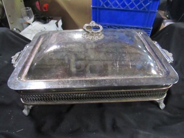 One Silver Serve Platter With Lid.