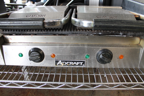 Adcraft Stainless Steel Commercial Countertop Panini Press. 115 Volts, 1 Phase. Tested and Powers On; Left Side Works But Right Side Does Not Get Hot - Image 2 of 3