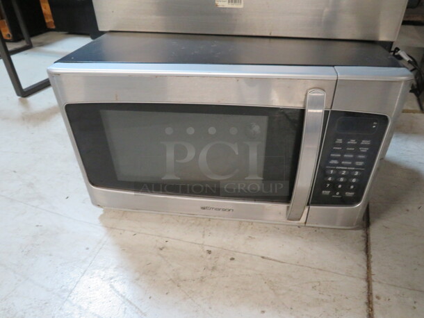 One Emerson Microwave. Model# MW1161SB. 120 Volt. 20X15X12