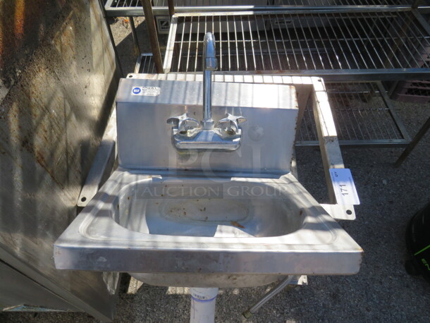 One Stainless Steel Royal Hand Sink With Faucet. 16X15X15