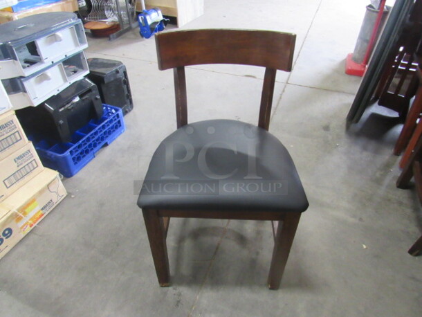 Wooden Chair With Black Cushioned Seat. 2XBID