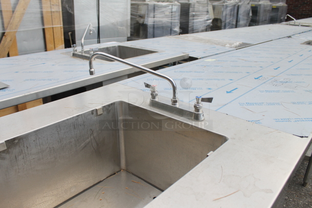 BRAND NEW! Stainless Steel Commercial Table w/ Sink Bay, Faucet, Handles and Under Shelf. Bay 24x20 - Image 4 of 12