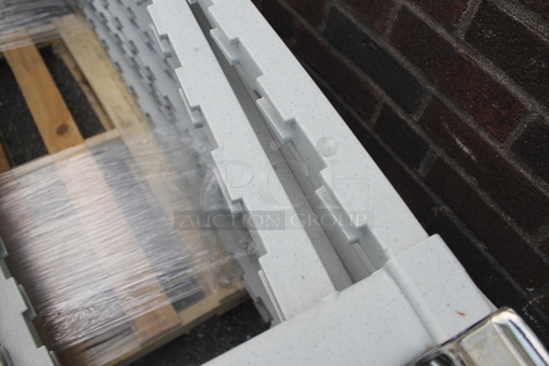 ALL ONE MONEY! PALLET LOT of BRAND NEW! Gray Poly Transport Rack Frames on Commercial Casters. Includes 21x2.5x75 - Image 3 of 5