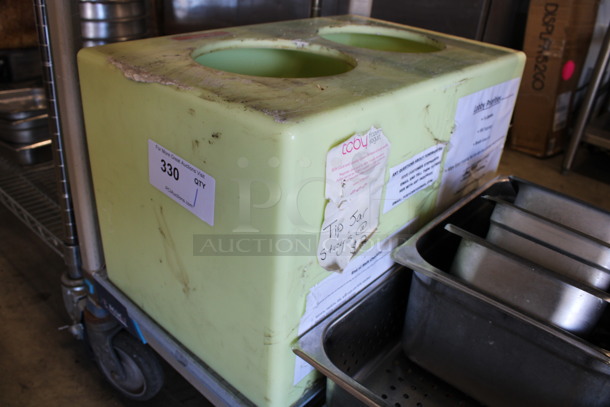 Green Poly Bin w/ 2 Cut Outs. 20.5x13x12.5 - Image 2 of 4