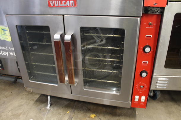 2 Vulcan ET88B Stainless Steel Commercial Electric Powered Full Size Convection Ovens w/ View Through Doors, Metal Oven Racks and Thermostatic Controls. 480 Volts, 3 Phase. 2 Times Your Bid!  - Image 3 of 7