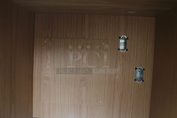 BRAND NEW! Steel City Two-Section Desk In Wood Style Finish With Knockout Electrical Boxes. - Image 3 of 3