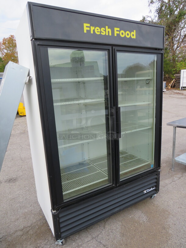One True 2 Door Glass Display Refrigerator With 8 Racks On Casters. Working When Removed. 115 Volt. Model# GDM-49. 53X30X82 - Image 2 of 2