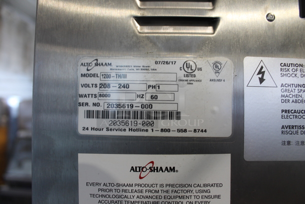 2017 Alto Shaam 1200-TH/III Stainless Teel Commercial Cook N Hold Oven on Commercial Casters. 208-240 Volts, 1 Phase. - Image 5 of 5