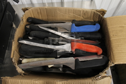 65 SHARPENED Stainless Steel Serrated Knives. 65 Times Your Bid!