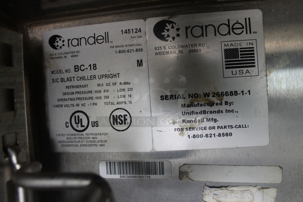 2012 Randell BC-18 Stainless Steel Commercial Floor Style Blast Chiller w/ 4 Probes. 115/230 Volts, 1 Phase. 40x36x71 - Image 7 of 7