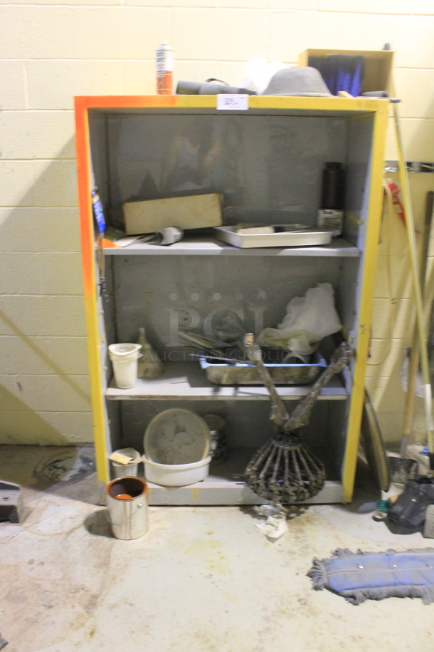Gray Metal Shelving Unit w/ Contents Including Metal Bins. BUYER MUST REMOVE. - Image 1 of 5