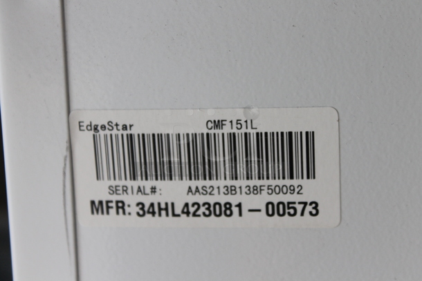 EdgeStar CMF151L White Metal Mini Freezer. 115 Volts, 1 Phase. Tested and Powers On But Does Not Get Cold - Image 4 of 5