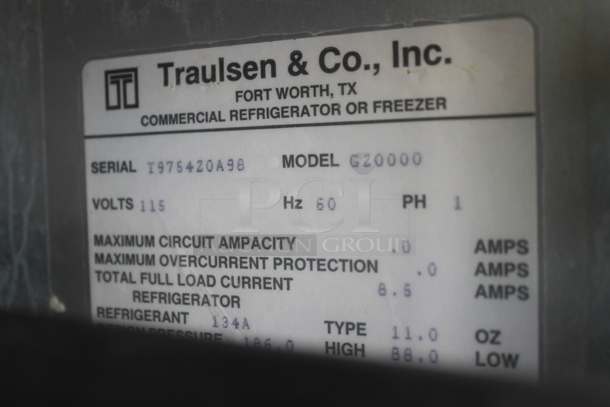 Traulsen G20000 Stainless Steel Commercial 4 Half Size Door Reach In Cooler on Commercial Casters. 115 Volts, 1 Phase. Cannot Test Due To Plug Style - Image 5 of 5