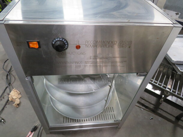 One Working Sky Warmer 22 Inch Rotating Heated Pizza Merchandiser With 3 Levels. This Model Will Hold 3 18 Inch Pizzas. Model# PD3TS18. 127 Volt. 718 Watt. X$2432.00.X  - Image 3 of 4