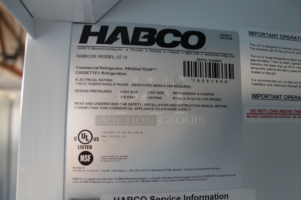 Habco SE18 Metal Commercial Single Door Reach In Cooler Merchandiser w/ Poly Coated Racks. 115 Volts, 1 Phase. Cannot Test Due To Missing Power Cord - Image 3 of 4