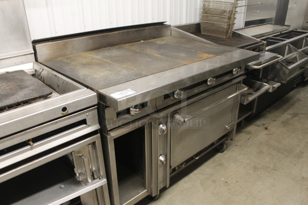 Jade Commercial Stainless Steel Heavy Duty Natural Gas Powered Range With Griddle Top And Standard Oven With Steel Racks On Commercial Casters. - Image 2 of 8