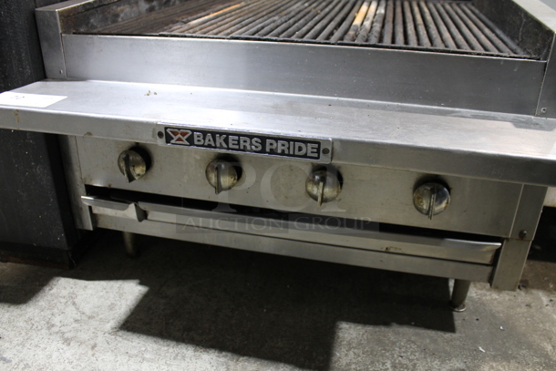 Bakers Pride Stainless Steel Commercial Countertop Gas Powered Charbroiler Grill.  - Image 3 of 4