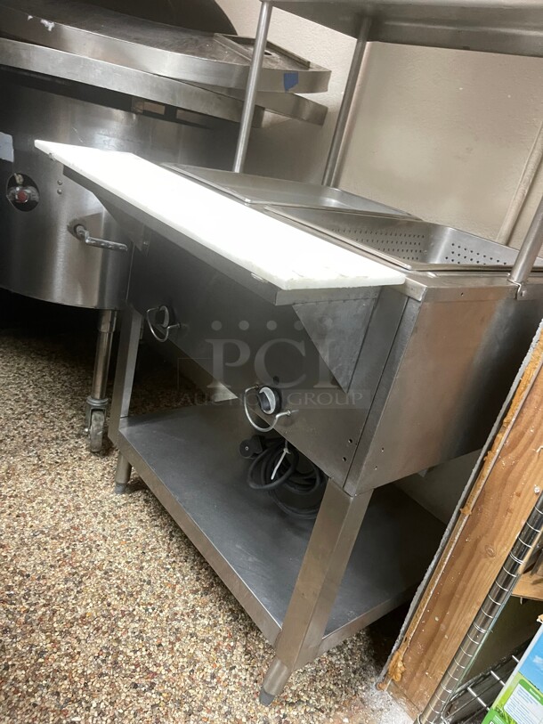Working! Duke E302 30 3/8 inch Hot Food Table w/ (2) Wells & Cutting Board, With Double Over Shelf 115v/1ph NSF Tested and Working! - Image 3 of 7