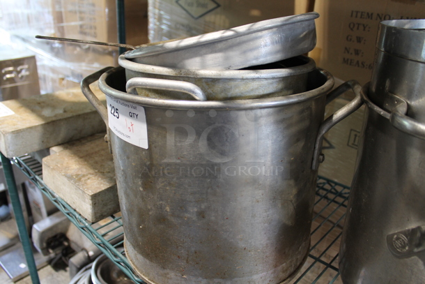 ALL ONE MONEY! Lot of 2 Metal Stock Pots, Skillet and Metal Baking Pan - Image 1 of 2