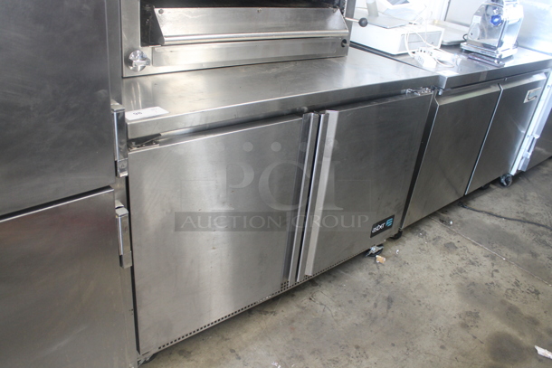 2020 Asber AUTF 48 Stainless Steel Commercial 2 Door Undercounter Cooler on Commercial Casters. 115 Volts, 1 Phase. Tested and Powers On But Does Not Get Cold - Image 3 of 7