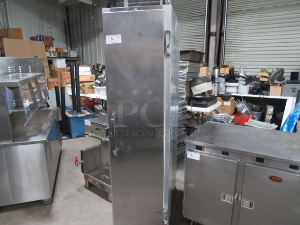 One Stainless Steel 1 Door Continental Refrigerator With 1 Rack On Casters. WORKING Model# 1RSE. 115 Volt. 18X36X80 - Image 2 of 4