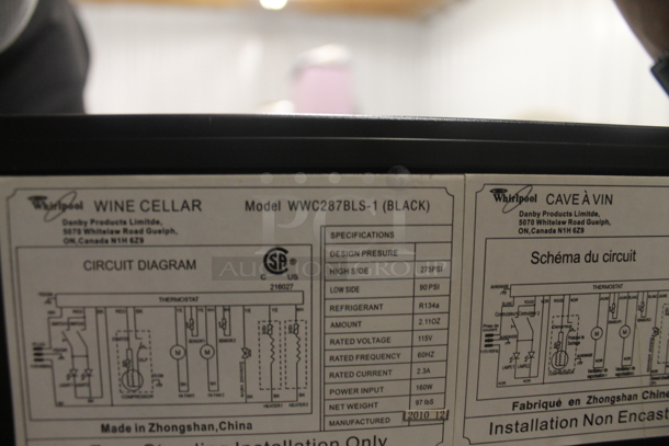 BRAND NEW SCRATCH AND DENT! Whirlpool WWC287BLS-1 38 Bottle Black Wine Cellar With Stainless Steel Trimmed Shelves. 115V. Tested And Working!  - Image 5 of 6