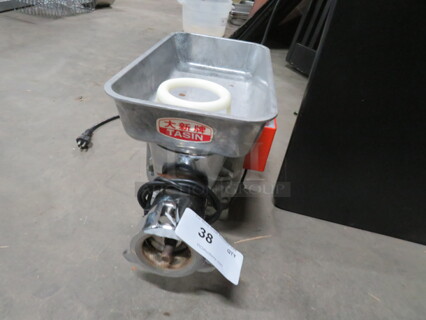 One Tasin Electric Meat Grinder. Model# TS-102AL. 110 Volt. 11X18X12