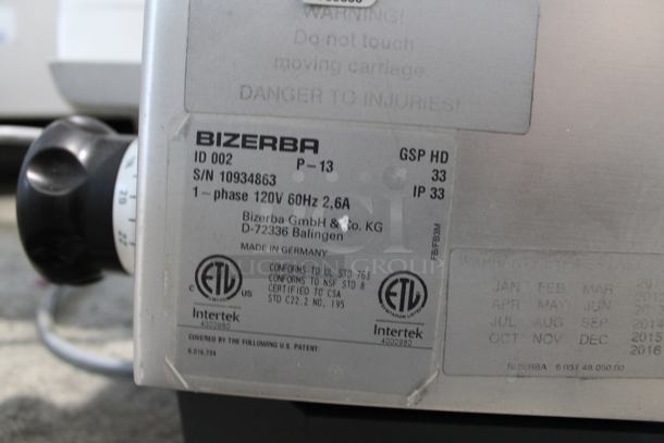 2013 Bizerba GSP HD Stainless Steel Commercial Countertop Meat Slicer. 120 Volts, 1 Phase. Tested and Working! - Image 7 of 7