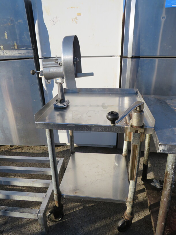 One Stainless Steel Table With SS Under Shelf And Nemco Cutter And 10lb Can Opener. 24X24X52 - Image 1 of 3