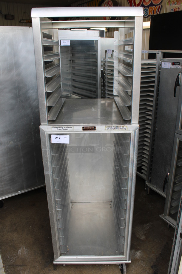Lockwood Metal Commercial Enclosed Pan Transport Rack w/ Half Size View Through Door on Commercial Casters. 22x30x71

