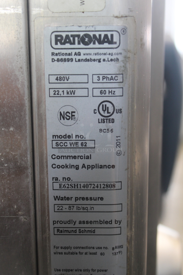 2 Rational SCC WE 62 / SCC WE 102 Self Cooking Center Commercial Stainless Steel Combi Oven With Steel Pan Racks on Commercial Casters. 480V, 3 Phase. 2 Times Your Bid!  - Image 7 of 8