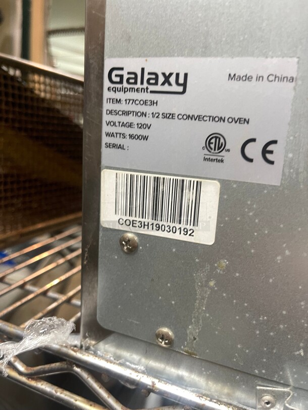 Clean! Galaxy COE3H Half Size 1600 Watt Commercial Countertop Convection Oven NSF - 120V Tested and Working! - Image 7 of 10