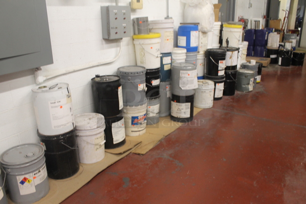 ALL ONE MONEY! Lot of Various Buckets Including Ricon, Dynasylan Glymo and Calcined Aluminum Silicate. BUYER MUST REMOVE. - Image 2 of 9