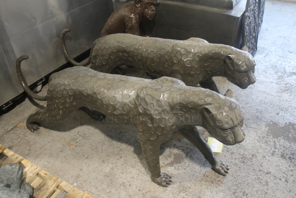 2 AWESOME! Bronze Painted Jaguar Statues. 2 Times Your Bid! - Image 3 of 5