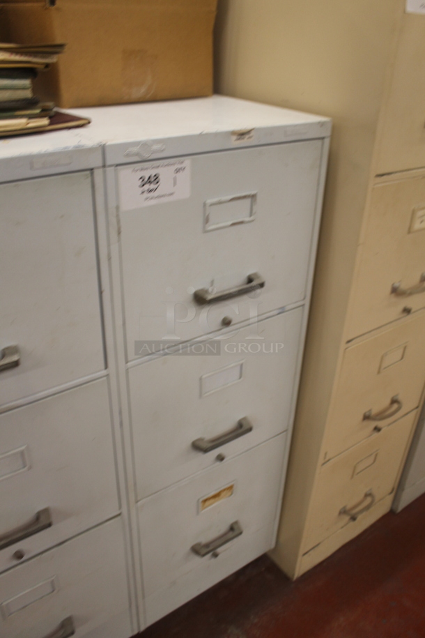 Globe Werner White Metal 3 Drawer Filing Cabinet w/ Contents. BUYER MUST REMOVE. - Image 2 of 7