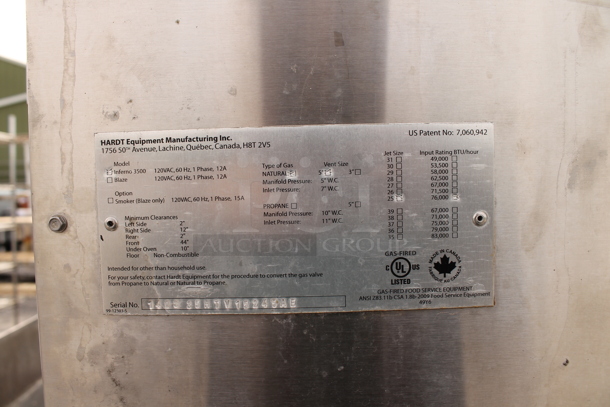 Hardt Inferno 3500 Stainless Steel Commercial Floor Style Natural Gas Powered Rotisserie Oven w/ Metal Legs on Commercial Casters. Missing Glass Door. - Image 5 of 6