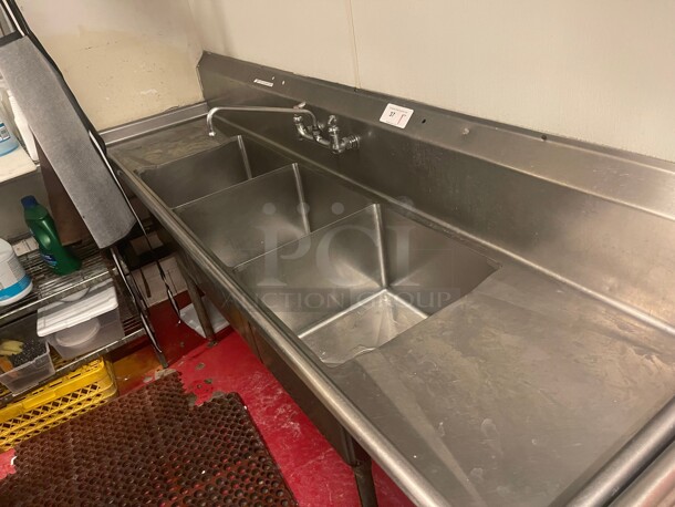 Nice! Commercial Three Compartment Stainless Steel Sink 119x34 Has Three 24x24 Compartments 