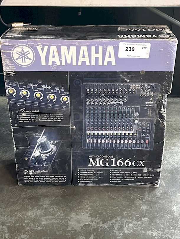 NEW! IN THE BOX! Yamaha MG166CX 16–Channel Mixing Console with ten mic (XLR hybrid) and 16 Line Inputs (8 mono + 4 stereo), two GROUP Buses + one Stereo Bus, and four AUX sends. Includes Manual  - Image 2 of 2