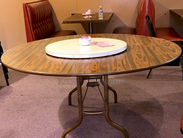 NICE!! 28” Lazy Susan Round Tabletop Turntable, White Wood Pattern Design 28”x1-1/2” - Image 3 of 3