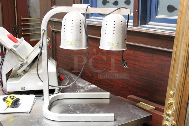 NICE! Winco EHL-2 2 Bulb Heat Lamp w/ Adjustable Arm, Aluminum, 120v. 
191⁄2 in. L x 141⁄4 in. W x 231⁄2 in. H
 - Image 3 of 5