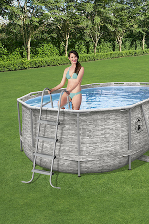 NEW! IN THE BOX! Coleman Pool - 16’x10’ Power Steel Frame Pool Set. Contents: 1 pool, 1 filter pump (compatible with Type III cartridge), 1 ladder. 16ft x 10ft x 48in.  - Image 5 of 6