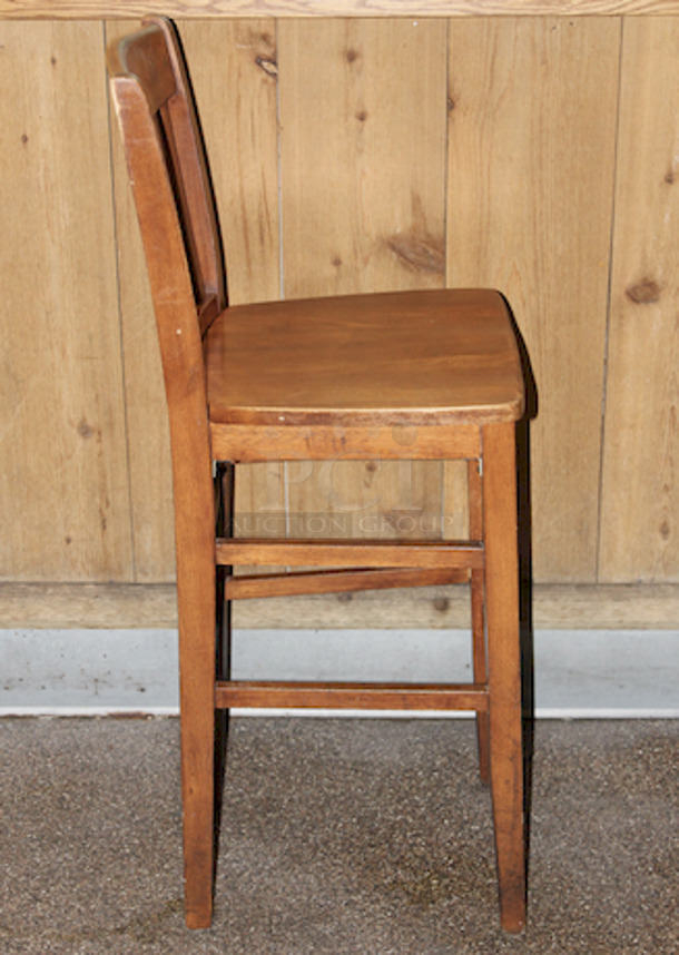 BEAUTIFUL! Legend Seating Company Solid Wood Bar Height Chairs, With Foot Rest, Minor Wear on Some.  
17x18x44-1/2
3x Your Bid
 - Image 5 of 6