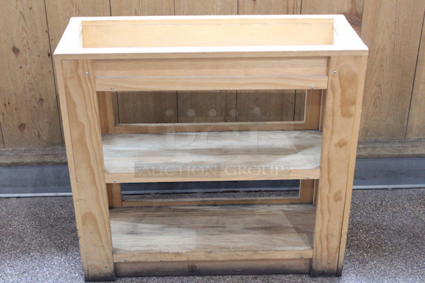 BEAUTIFUL! Wood Merchandisers. 
(2): 33-1/2x13-1/2x33-1/2
(1): 17-1/2x13x33-1/2
3x Your Bid - Image 7 of 10